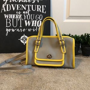 Coach Grey Leather w/ Yellow Trim Purse